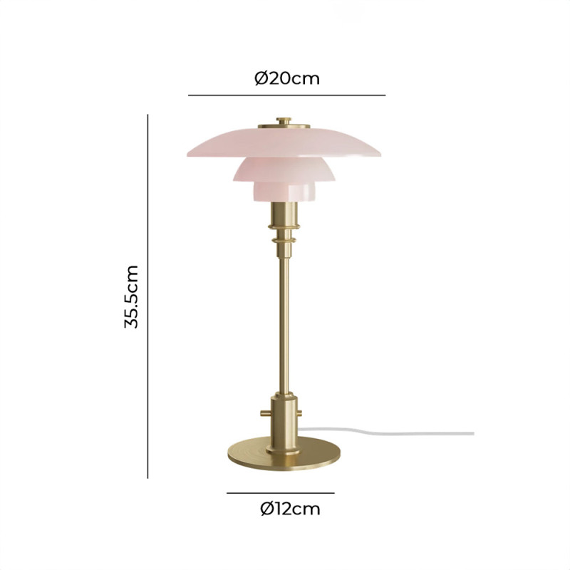 Specification Image for Louis Poulsen PH 2/1 Pale Rose Brass Table Lamp