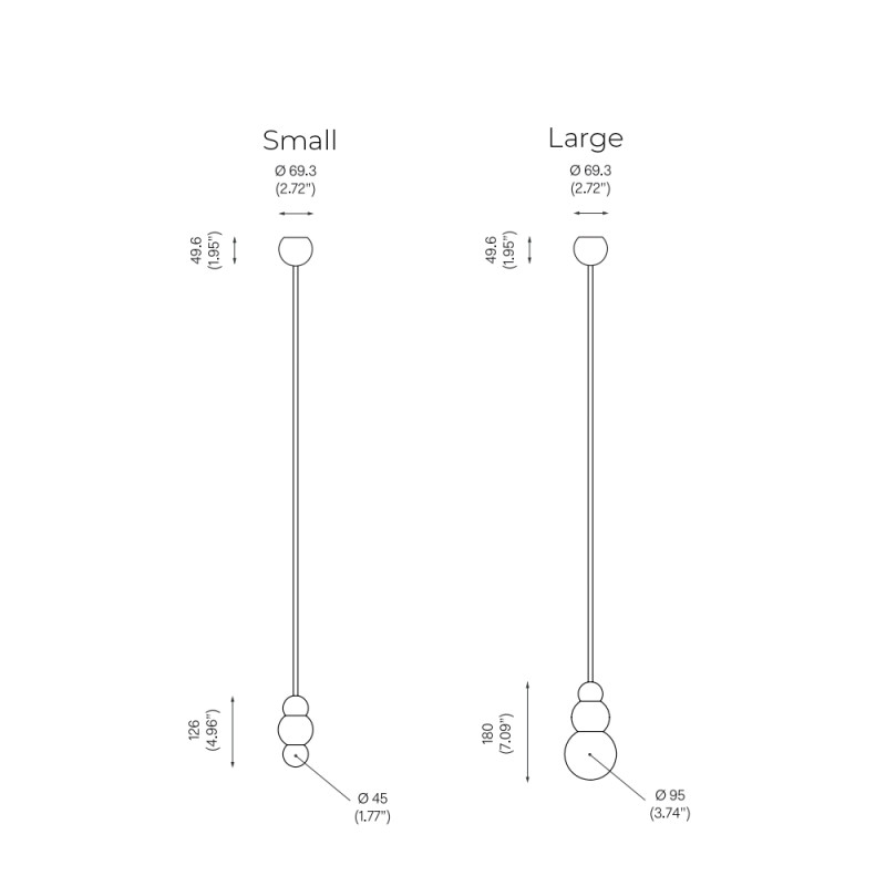Specification Image for Michael Anastassiades Ball Light Pendant Rod