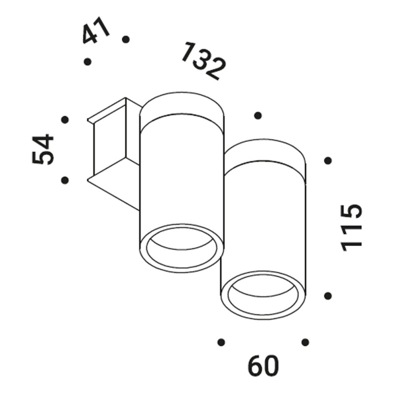 Specification Image for Davide Groppi Dot 51 DE Surface Double Spot Light