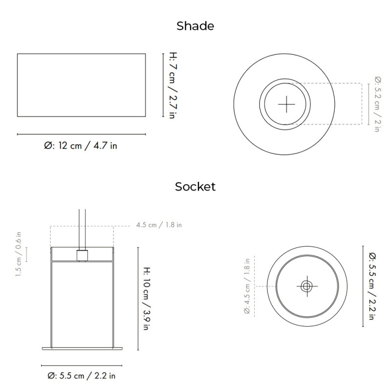Specification Image for Ferm Living Collect Low Socket Pendant Disc