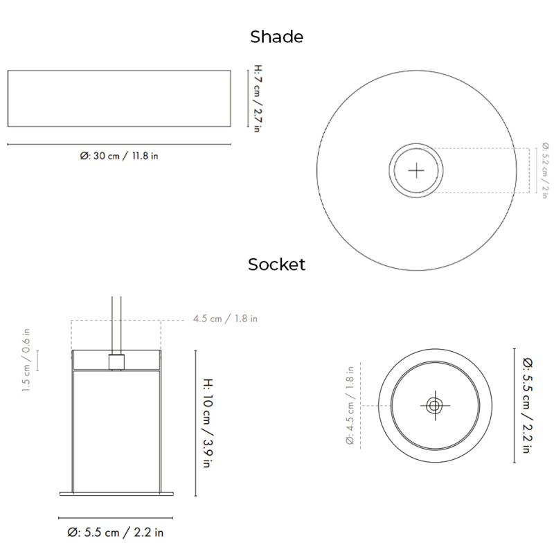 Specification Image for Ferm Living Collect Low Socket Pendant Record