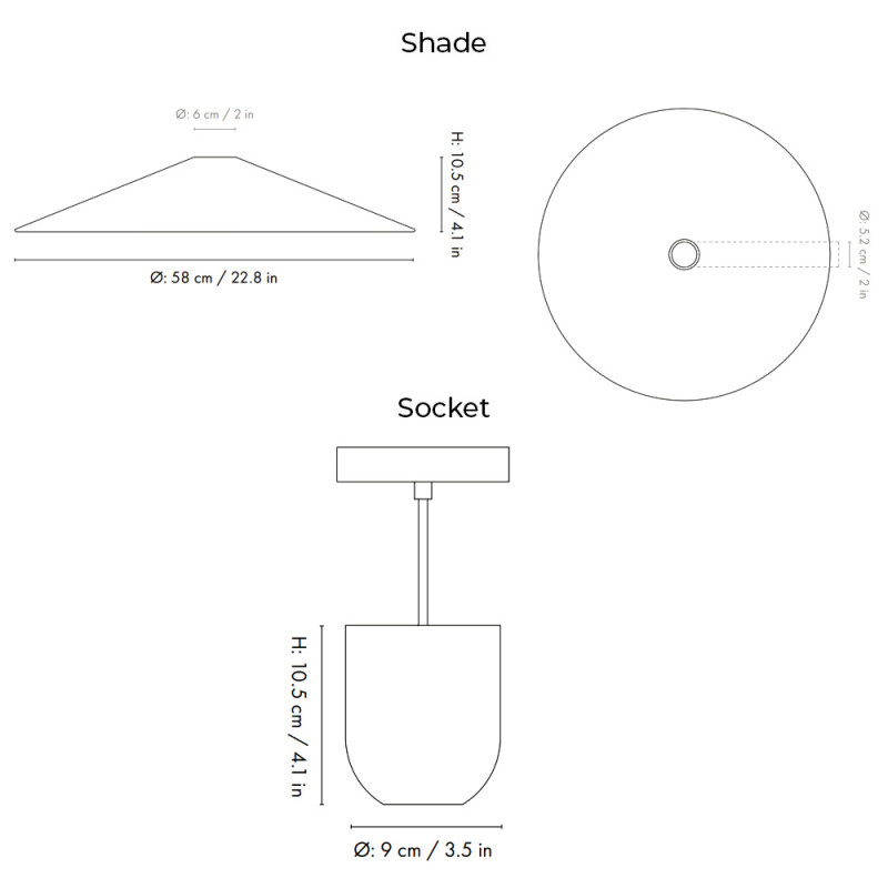 Specification Image for Ferm Living Collect Bell Socket Pendant Angle