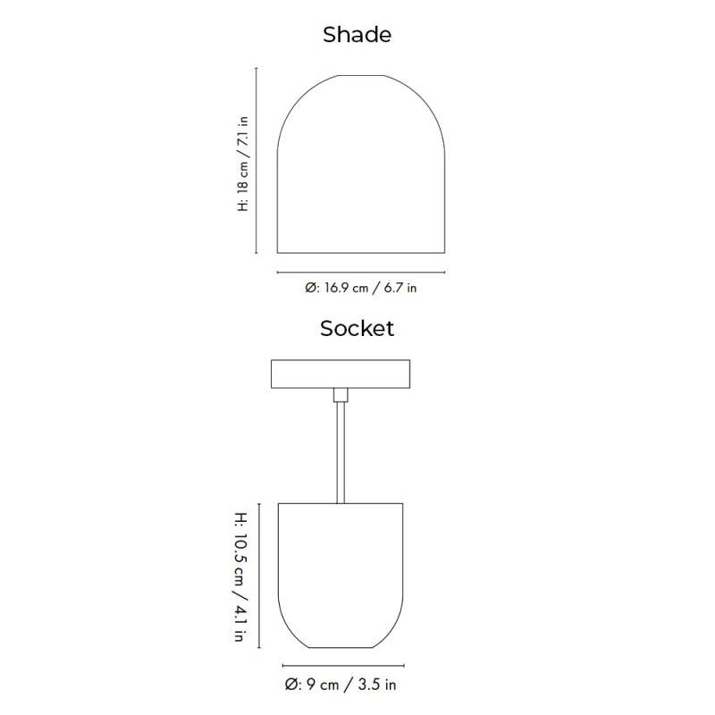 Specification Image for Ferm Living Collect Bell Socket Pendant Bell