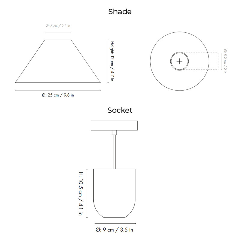 Specification Image for Ferm Living Collect Bell Socket Pendant Bell