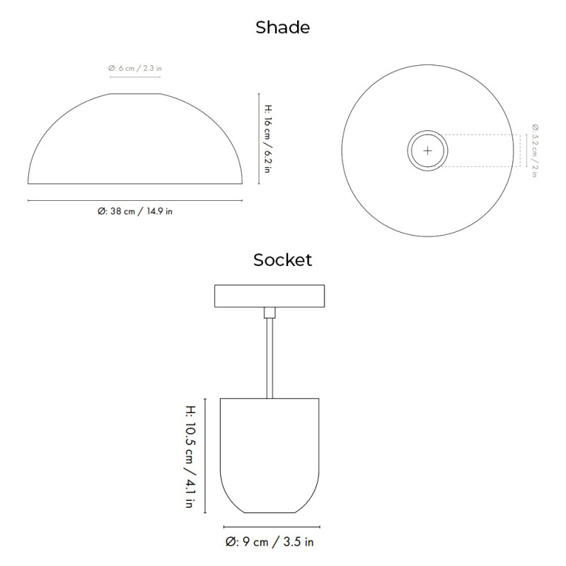 Specification Image for Ferm Living Collect Bell Socket Pendant Disc