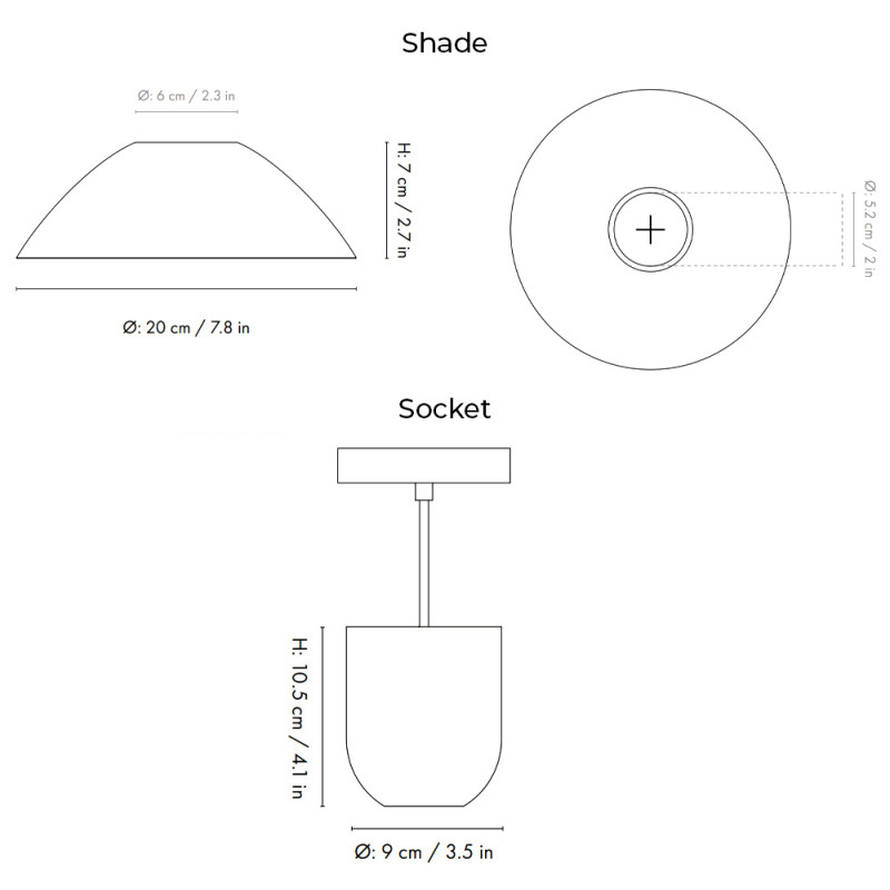 Specification Image for Ferm Living Collect Bell Socket Pendant Hoop