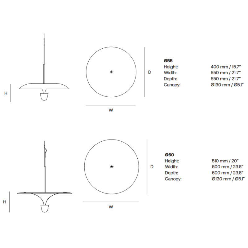 Specification Image for New Works Kantarell Pendant