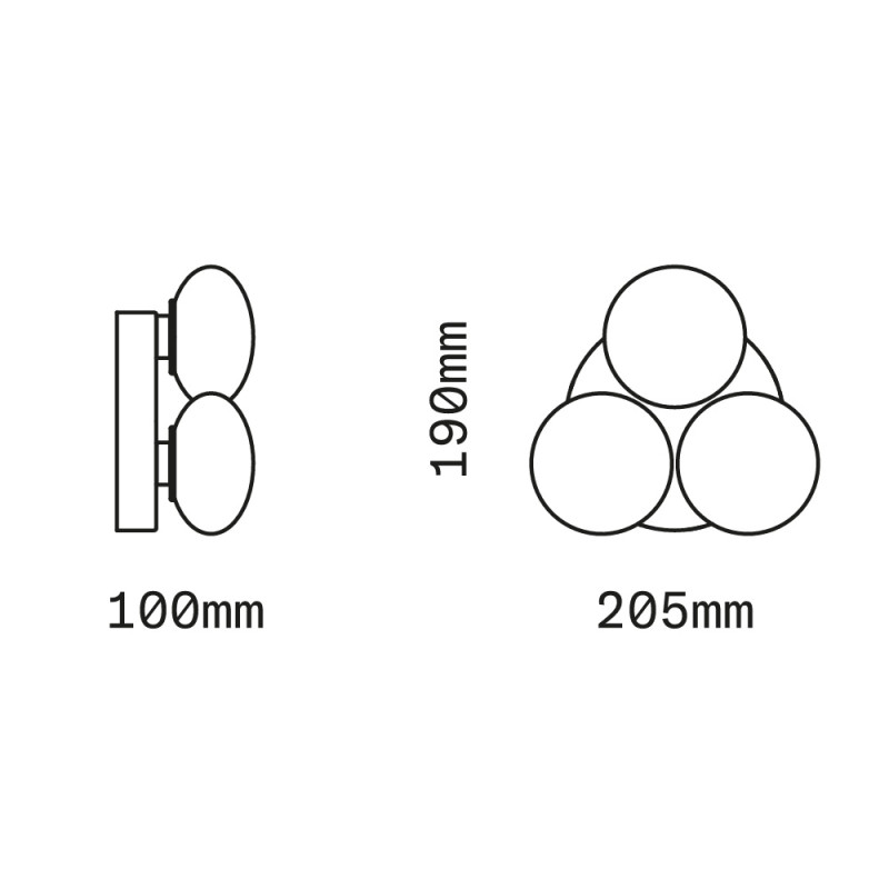 Specification Image for SkLO Dot 3x Wall/Ceiling Light