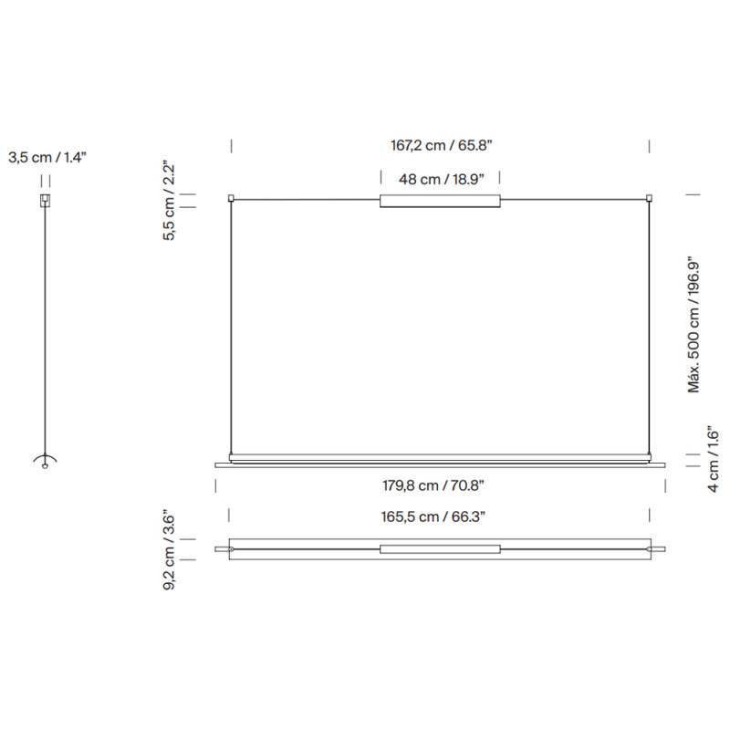 Specification Image for Santa & Cole Lamina 165 LED Pendant Light