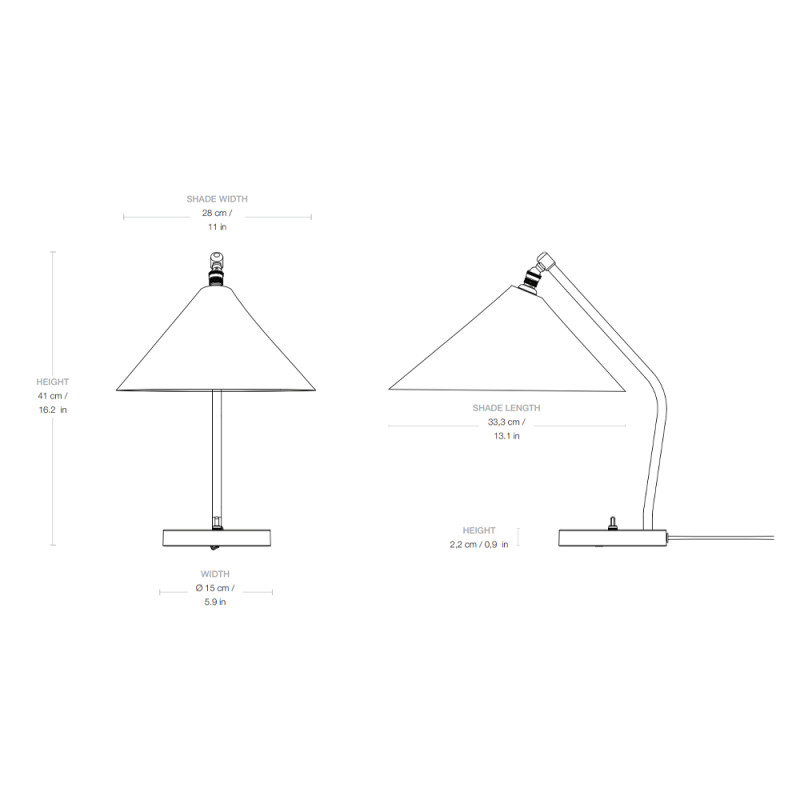 Specification Image for Gubi Grashoppa Canvas Table Lamp