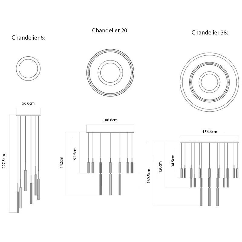 Specification Image for Audo Tubulaire Chandelier