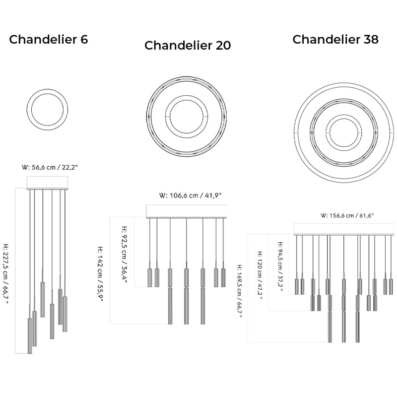 Specification Image for Audo Tubulaire Chandelier