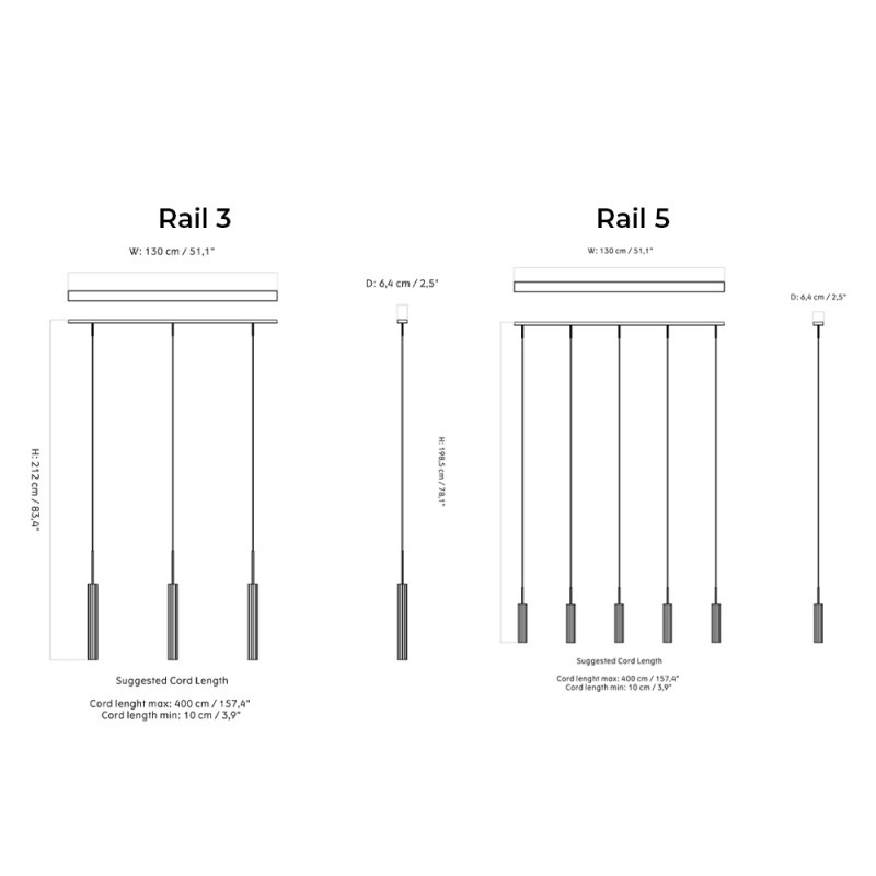 Specification Image for Audo Tubulaire Rail Pendant