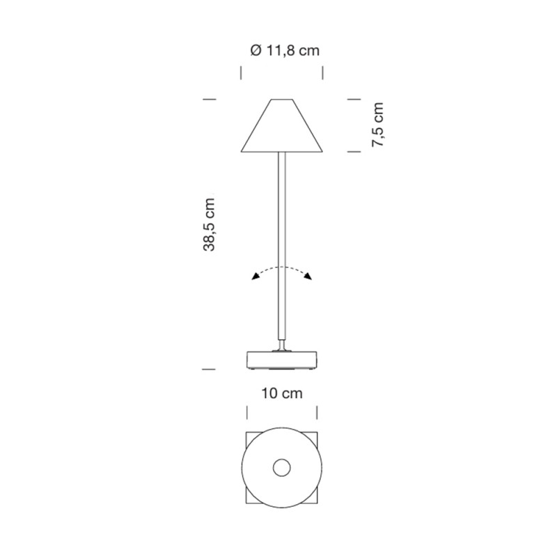 Specification Image for Santa & Cole Gira Mini Portable Lamp