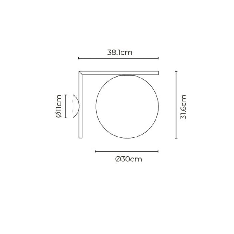 Specification image for Flos IC Outdoor Wall/Ceiling Light C/W2