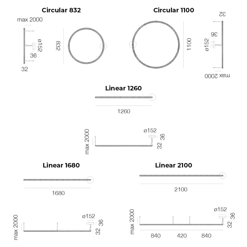Specification Image for Artemide Somnium Stand Alone LED Suspension Light