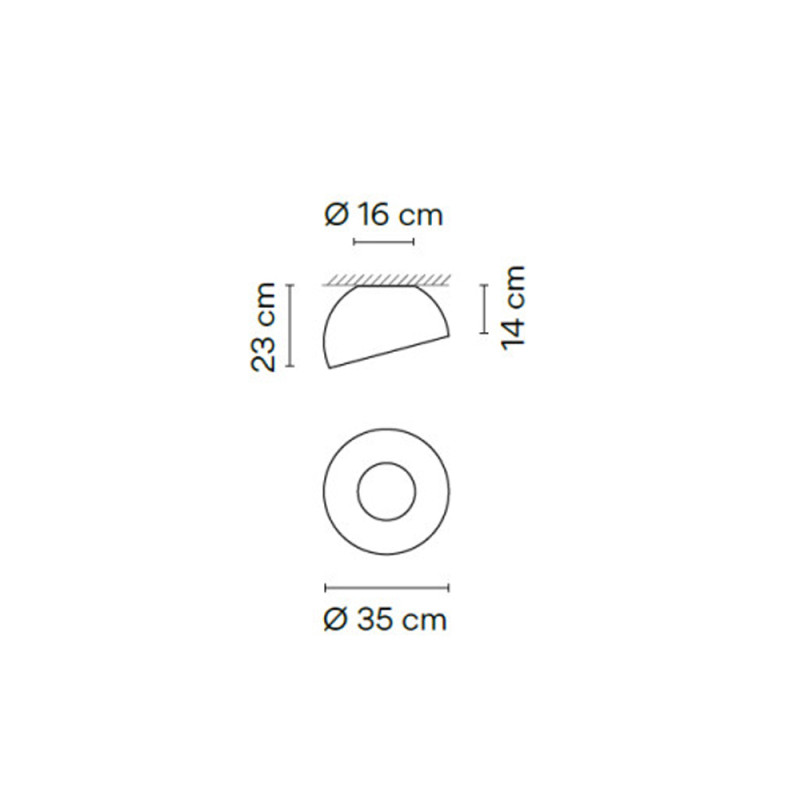 Specification Image for Vibia Duo Ceiling Dome Angled LED Light