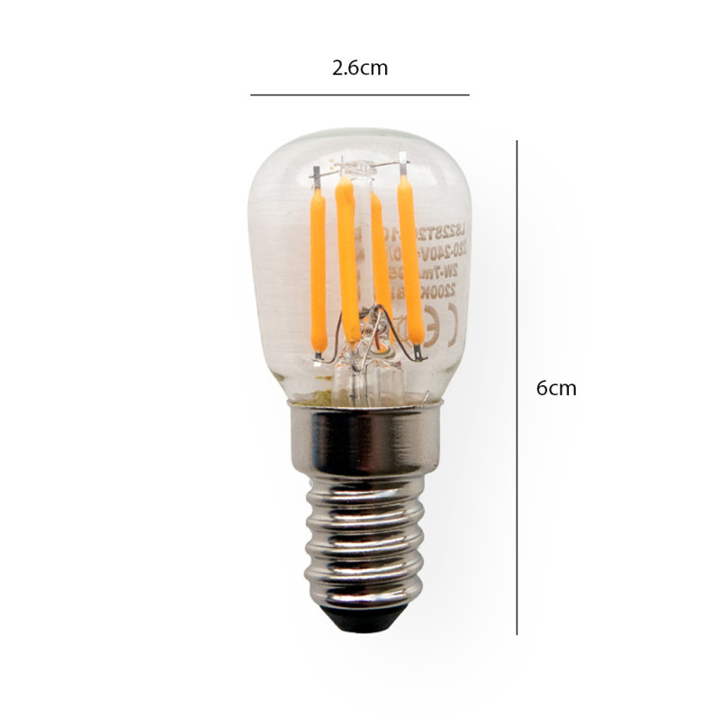 Specification Image for Flos 2W LED E14 Dimmable Bulb