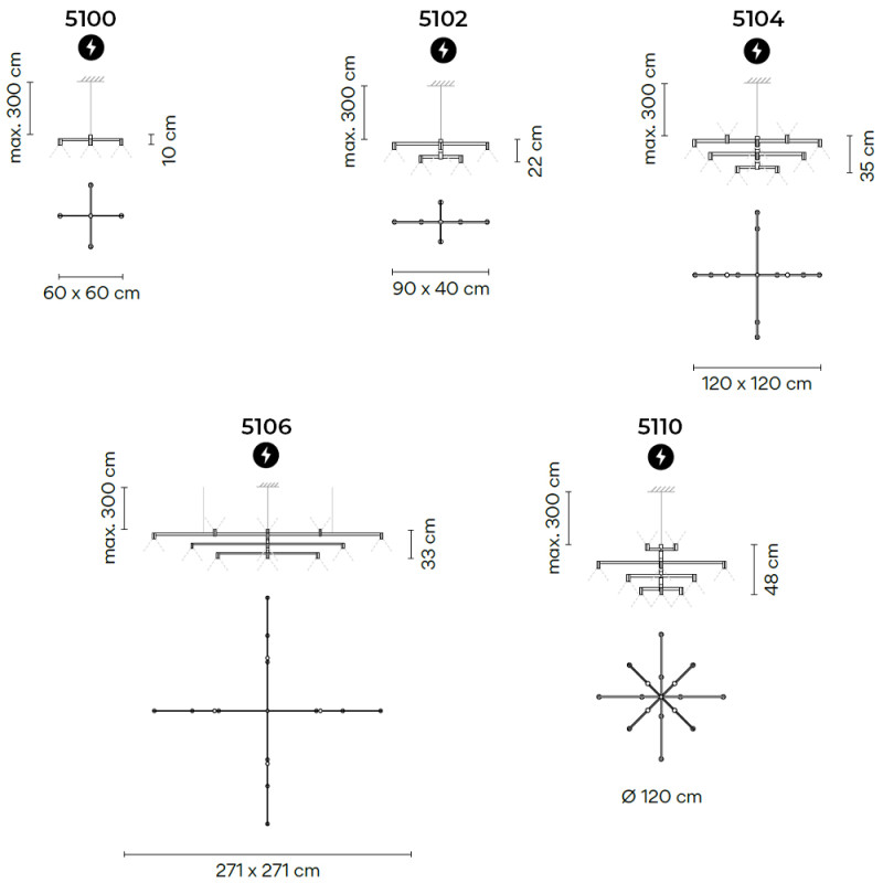 Specification Image for Vibia Nexum Volumetric LED Pendant Light