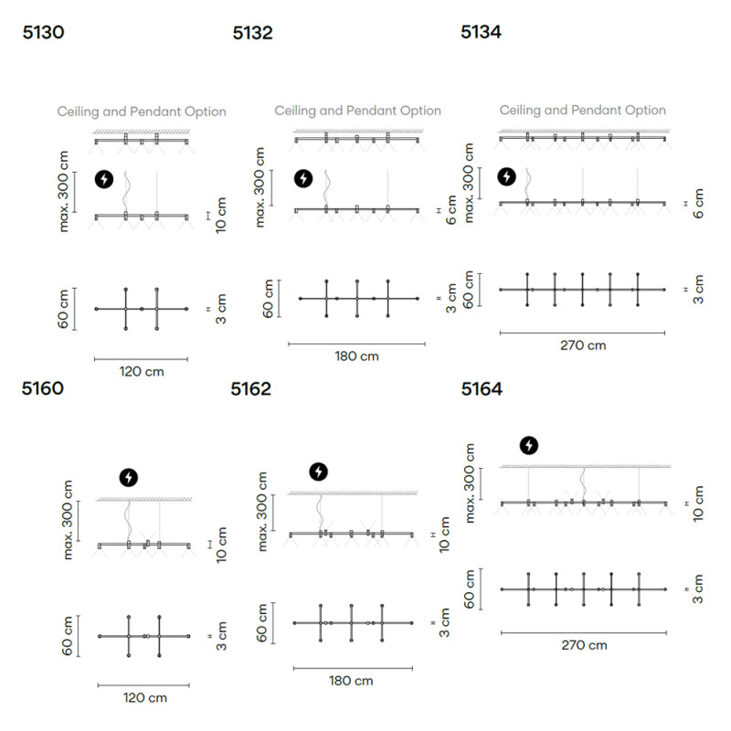 Specification Image for Vibia Nexum Rectangular LED Pendant  Ceiling Light