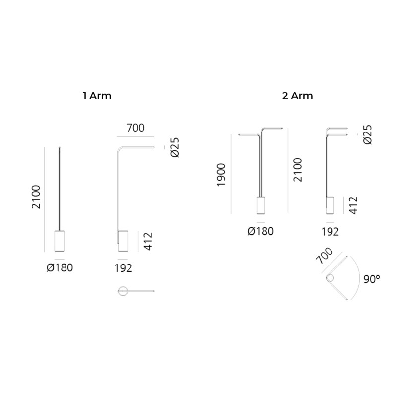 Specification Image for Artemide Veil LED Floor Lamp