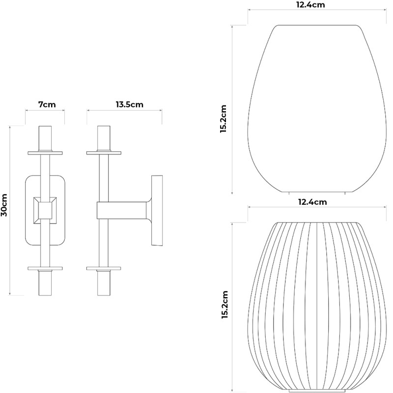 Specification Image for Astro Tacoma Twin Tulip Wall Light