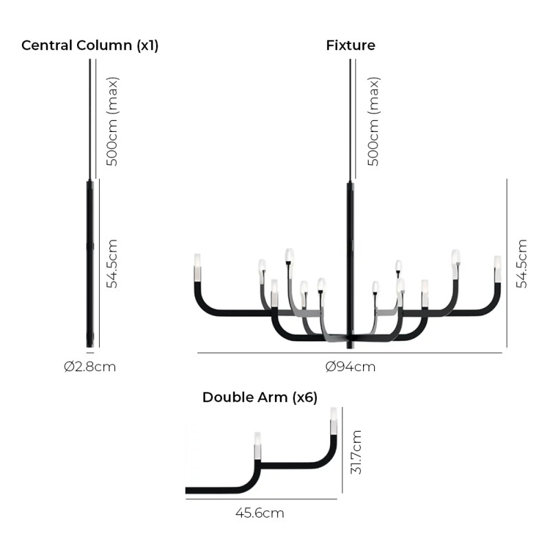 Specification Image for Luceplan J-us 12 Light LED Pendant