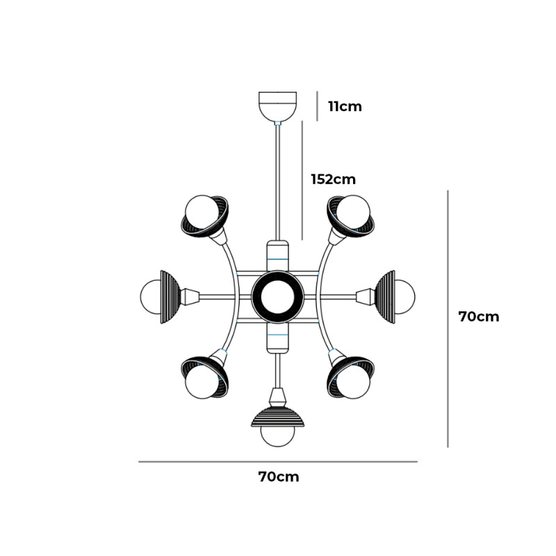 Specification Image for Bert Frank Eos 13-Light Chandelier