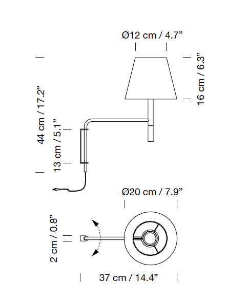 Specification Image for Santa & Cole BC1 Wall Light