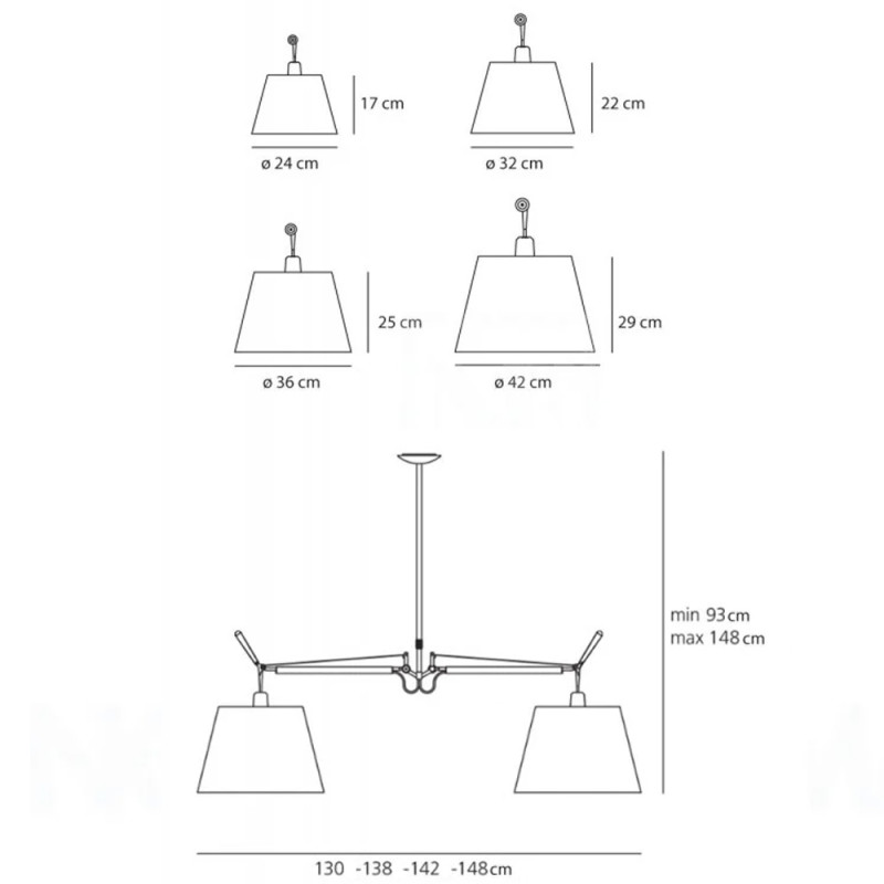 Specification Image for Artemide Tolomeo Basculante Suspension light