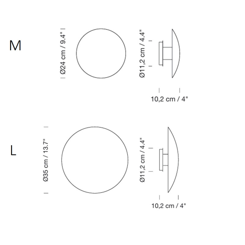 Specification image for Santa & Cole Disco LED Wall Light
