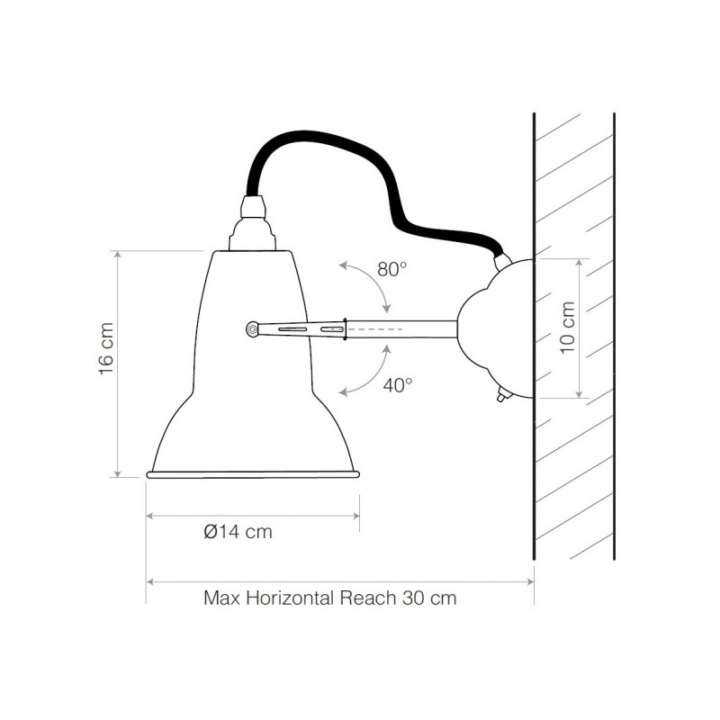 Specification Image for Anglepoise Original 1227 Brass Wall Light