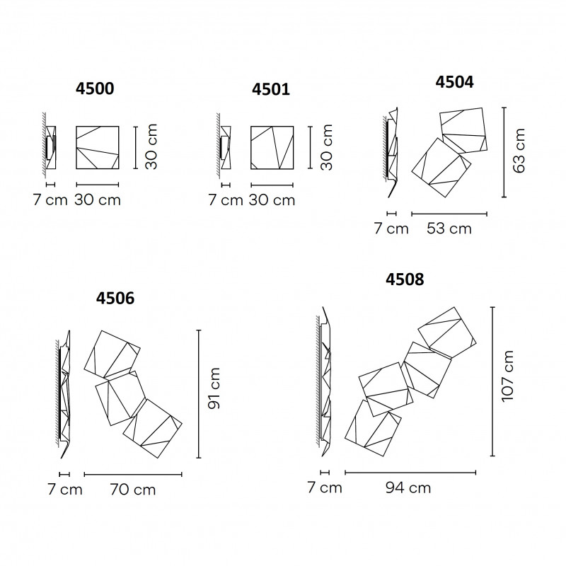 Specification image for Vibia Origami LED Outdoor Wall Light
