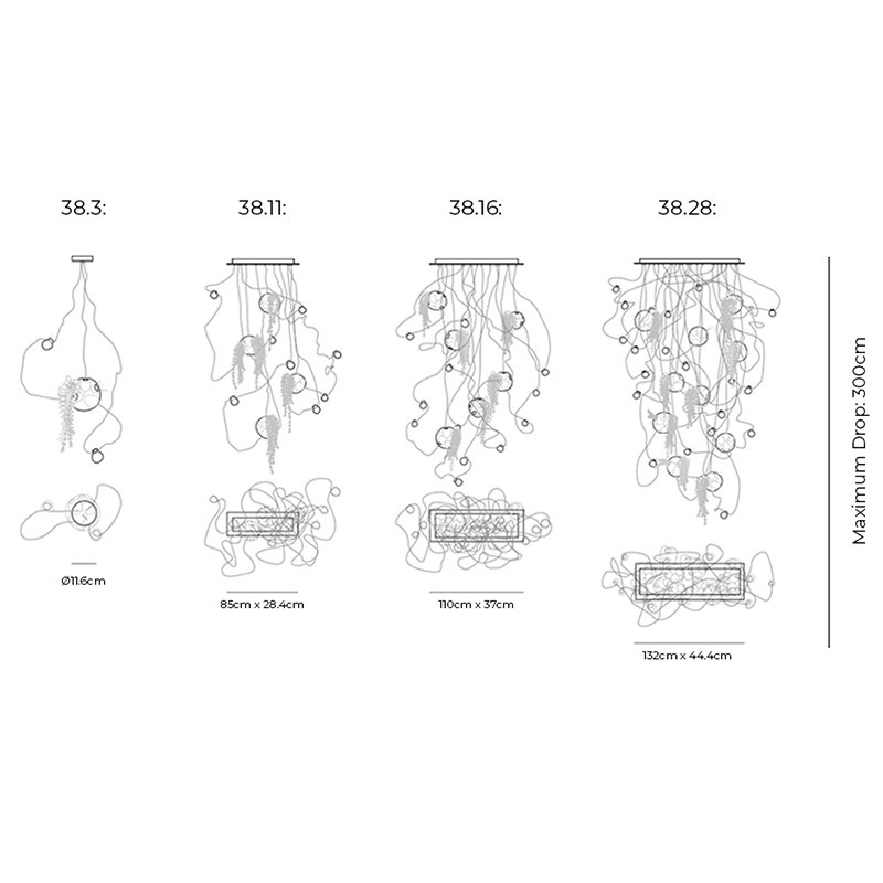 Specification Image for Bocci 38 Series Suspension Light