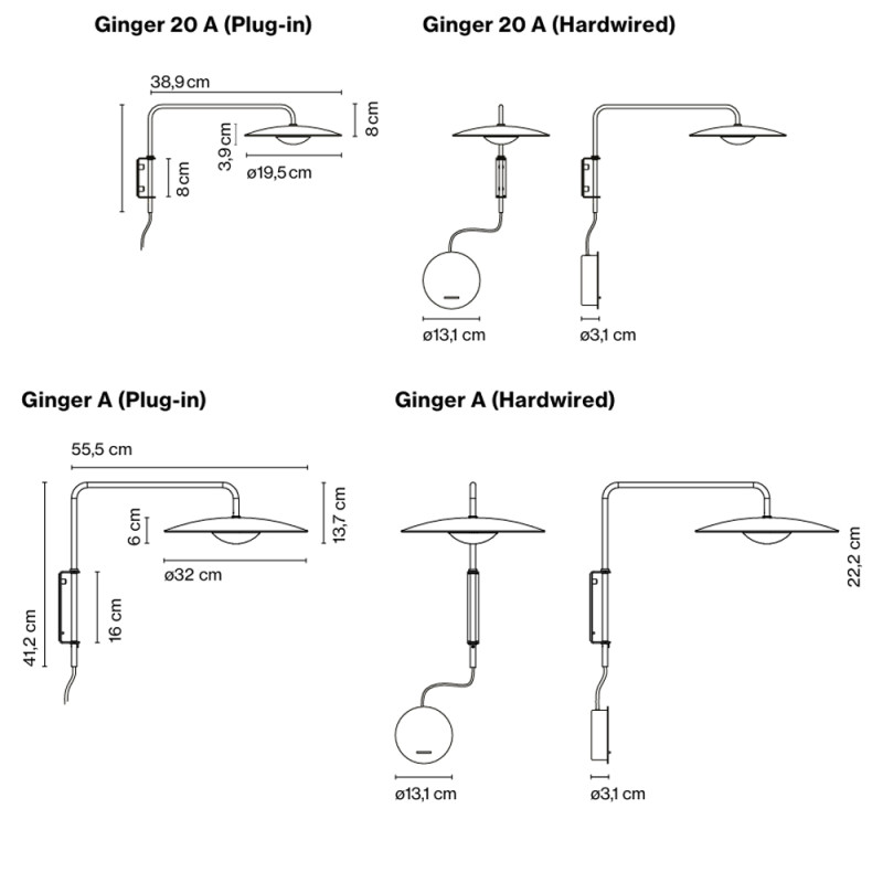 Specification Image for Marset Ginger LED Wall Light