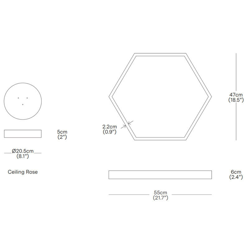 Specification Image for Resident Hex 500 LED Pendant