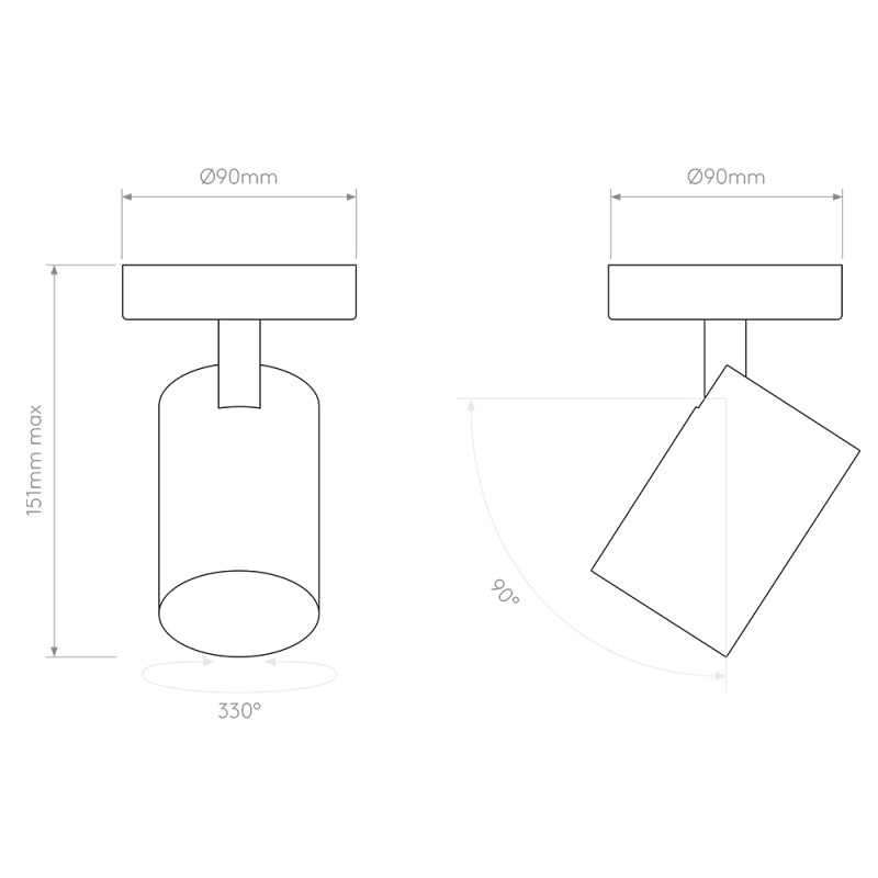 Specification Image for Astro Aqua Single Wall / Ceiling Light