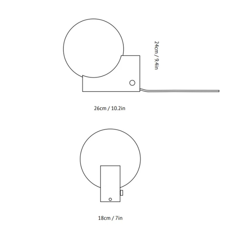 Specification Image for&Tradition Journey SHY1 LED Table/Wall Lamp