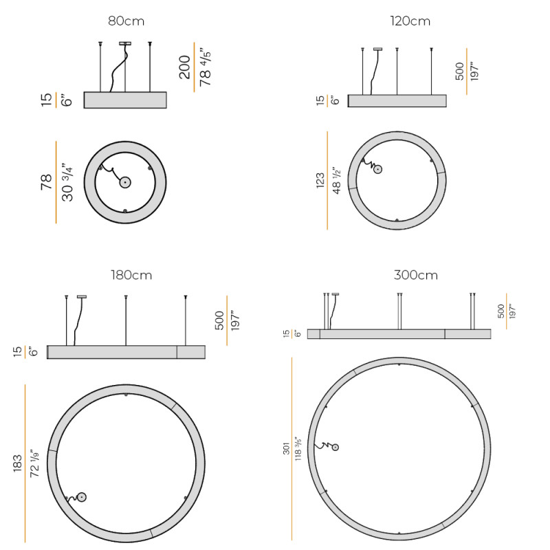 Specification Image for Panzeri Golden Ring LED Suspension
