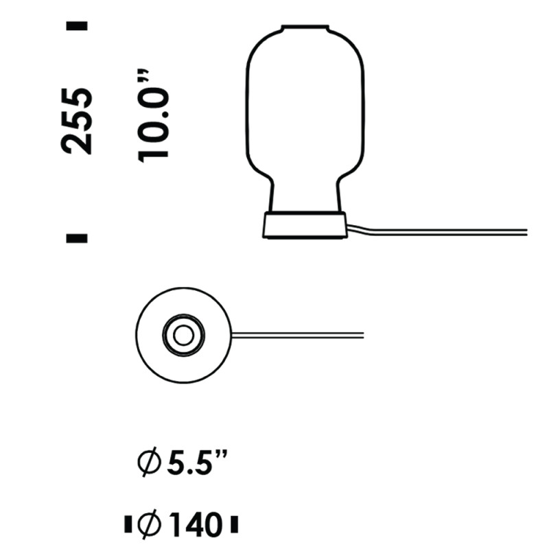 Specification Image for Normann Copenhagen Amp Table Lamp