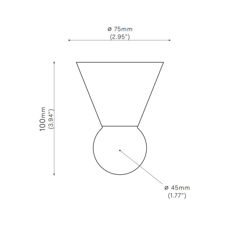 Specification Image for Michael Anastassiades Cone Ceiling  Wall Light