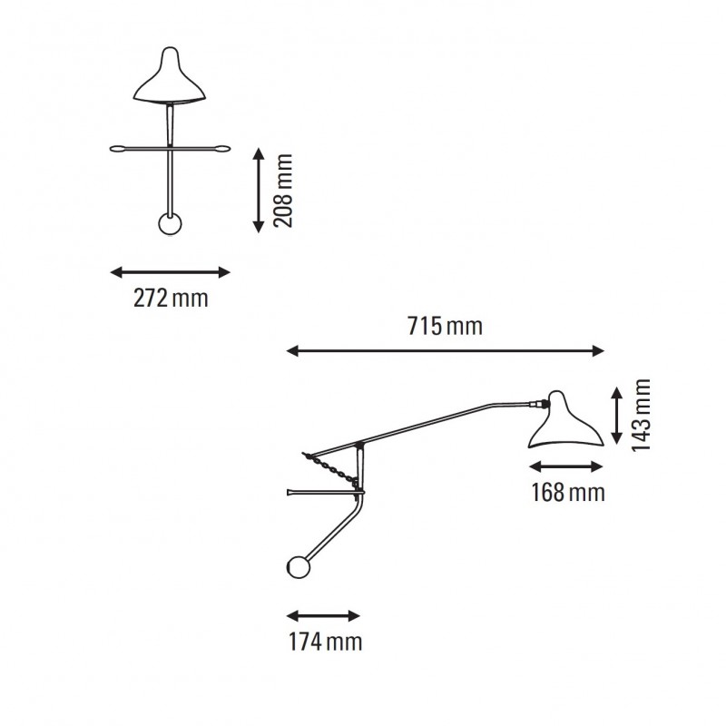 Specification image for DCW éditions Mantis BS2 Mini LED Wall Light