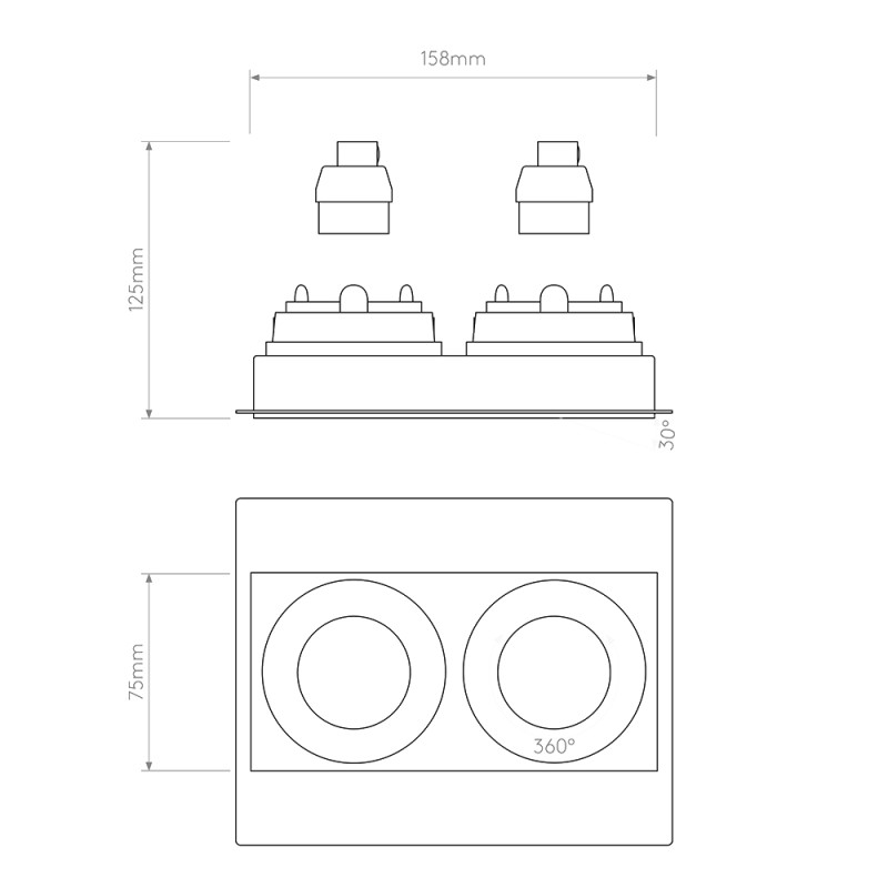 Specification Image for Astro Trimless Square Twin Adjustable Recessed Light