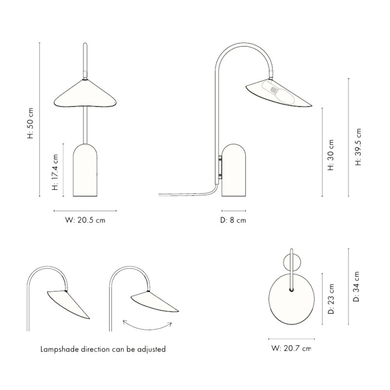 Specification Image for Ferm Living Arum Table Lamp