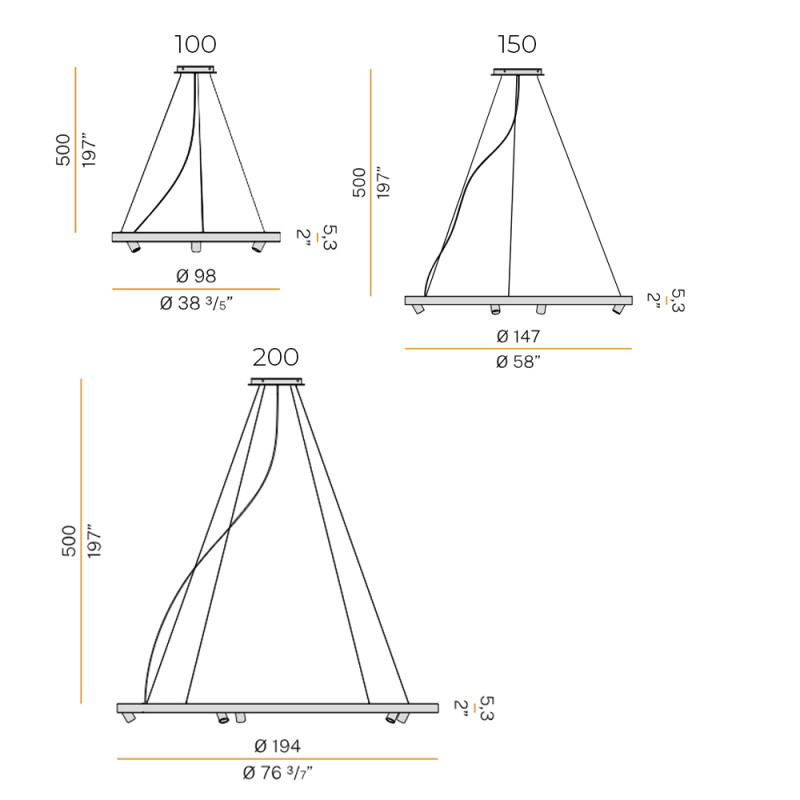 Specification Image for Panzeri Arena LED Suspension Light