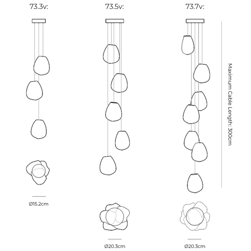 Specification Image for Bocci 73V Series Multi Pendant