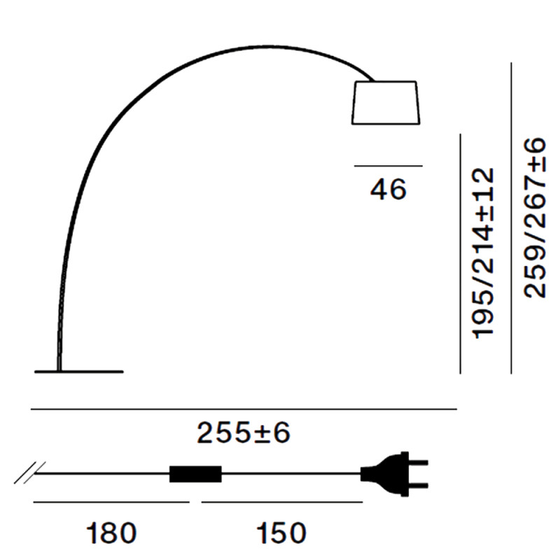Specification Image for Foscarini Twiggy Elle LED Floor Lamp