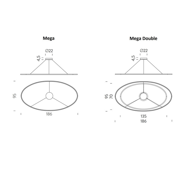 Specification image for Nemo Lighting Ellisse Mega LED Pendant