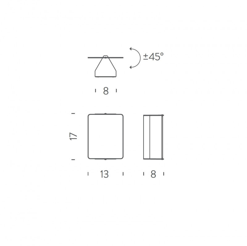 Specification image for Nemo Lighting Applique à Volet Pivotant LED Wall Light