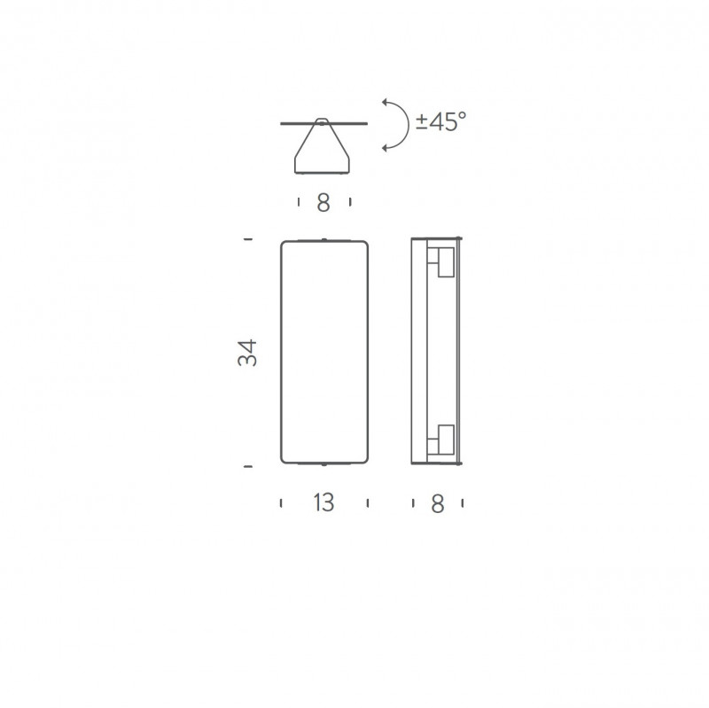 Specification image for Nemo Lighting Applique à Volet Pivotant Double Wall Light